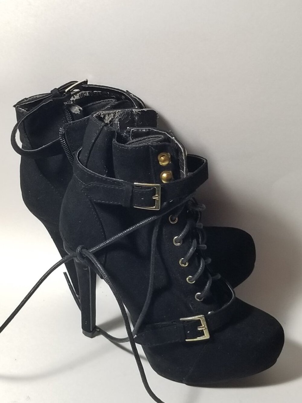 Justfab Black Suede Ankle boots 5 inch heels
